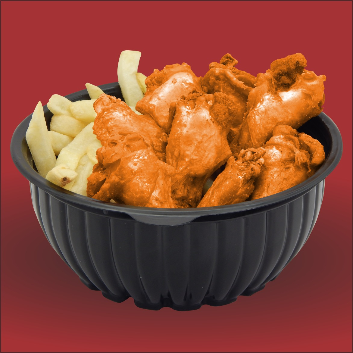 Alitas con Papas Fritas