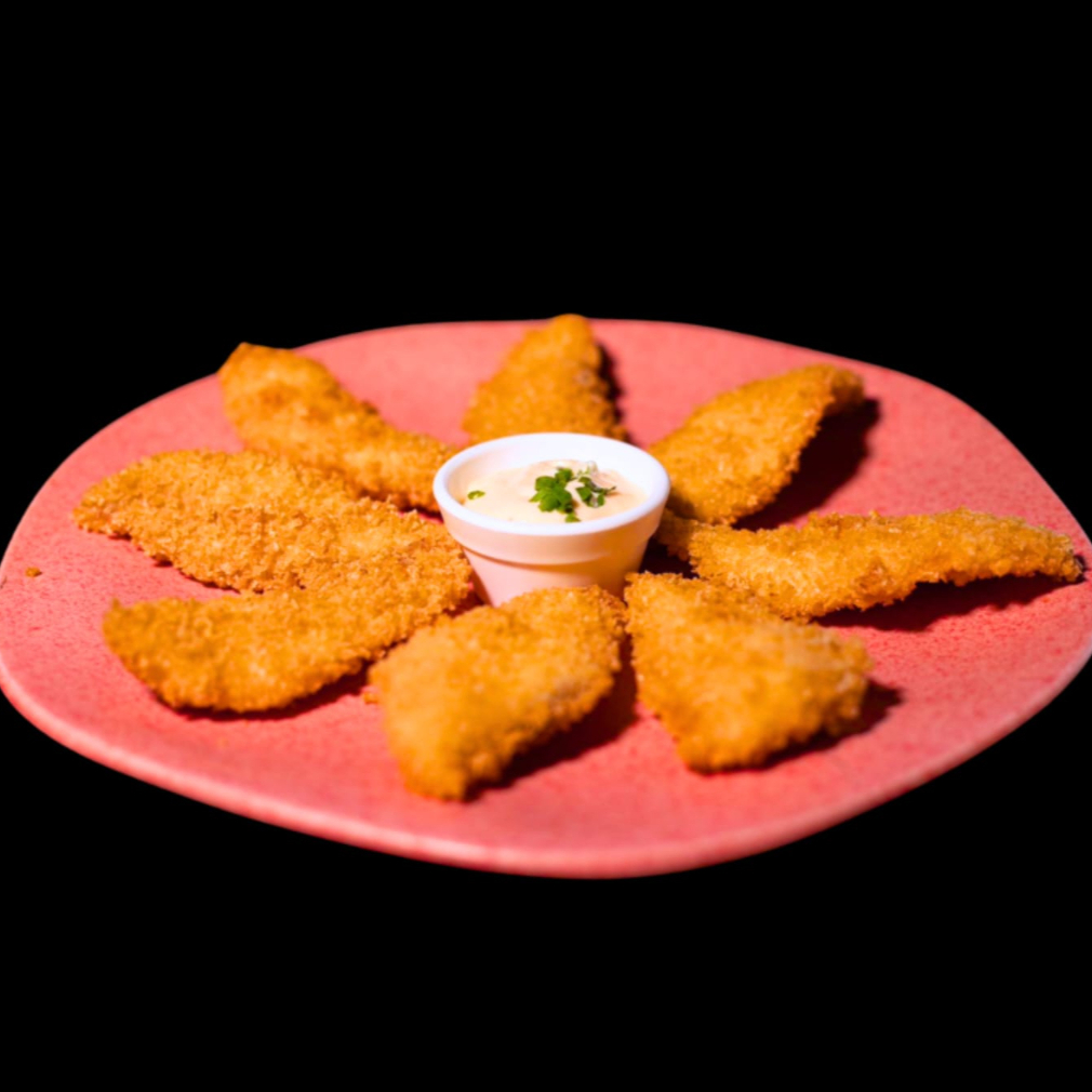 Filé de tilápia empanada e frita. Este item não acompanha molho.