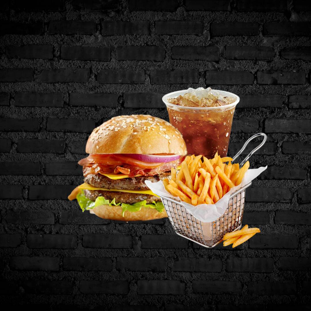 2 Hamburguesa dobles + papas + 2 Mr tea