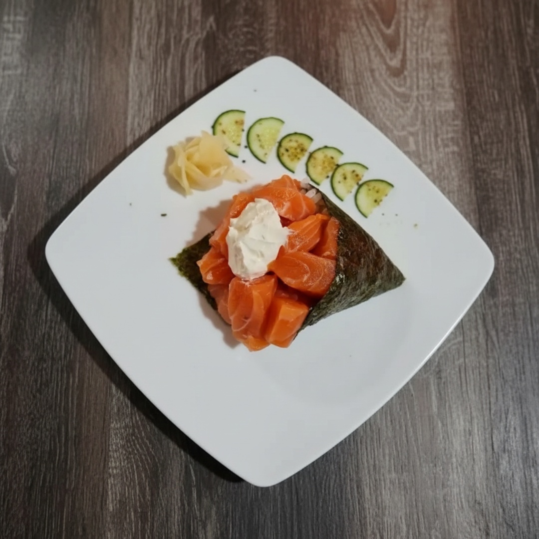 Arroz,Alga,Salmao Em Cubos,Cream Chesse