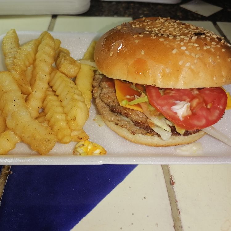 Hamburguesa Doble con Papas
