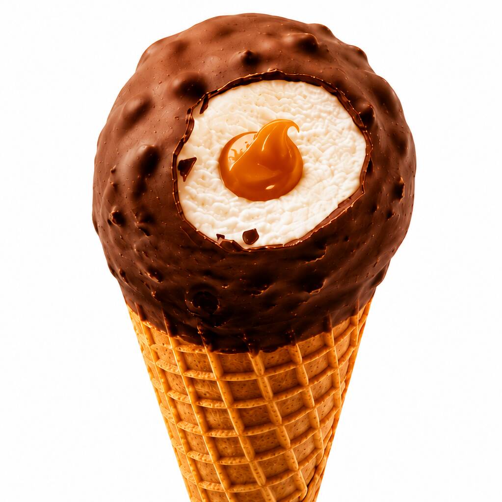 Cono de Nieve Vainilla con Fudge Caramelo