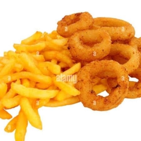 Aros de cebolla con papas