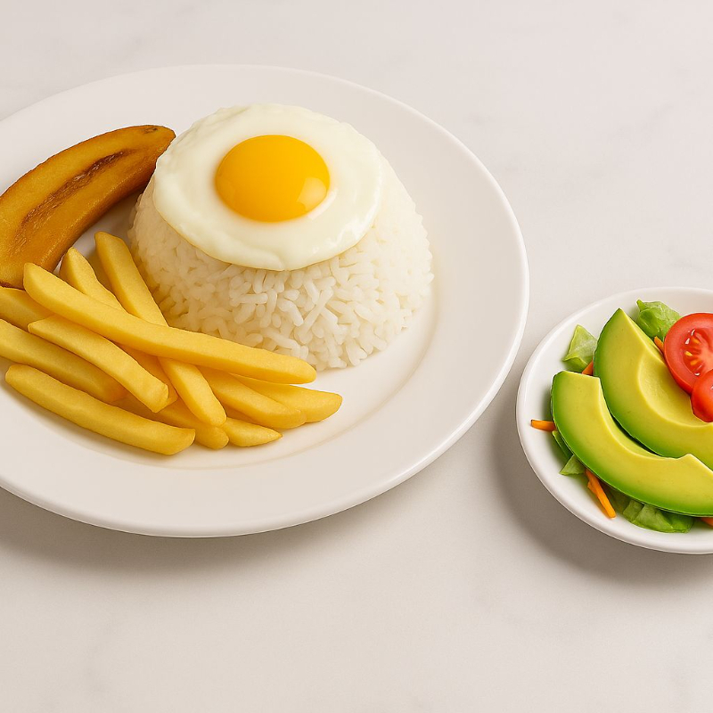 Arroz a la Cubana & Ensalada de Palta