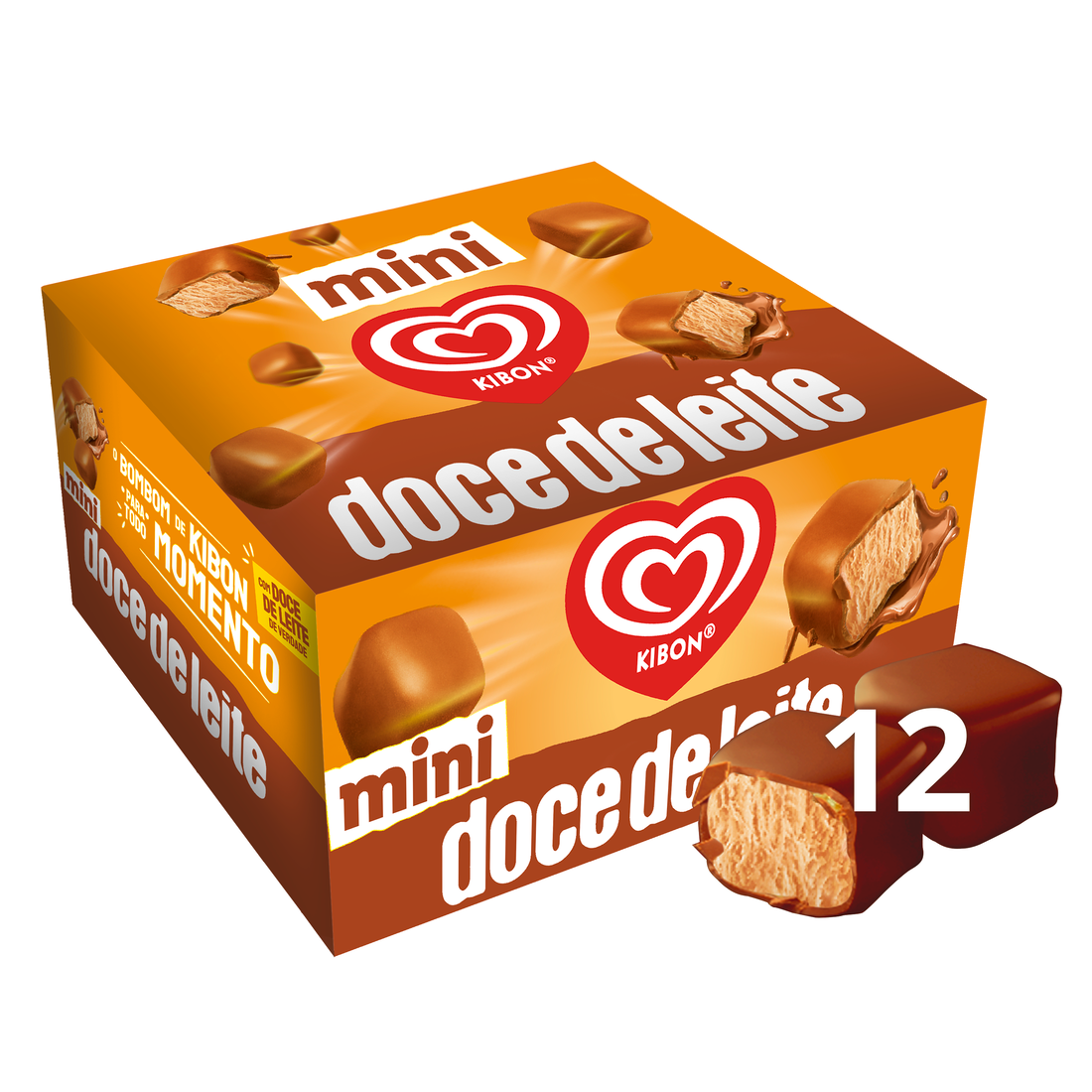 A família Mini cresceu! Chegou o mais novo sabor bombom Doce de Leite para você compartilhar. Combinação perfeita da casquinha de chocolate com o sorvete sabor Doce de Leite, feito com Doce de Leite de Verdade! Mini Doce de Leite é mais um bombom de Kibon para todo momento!