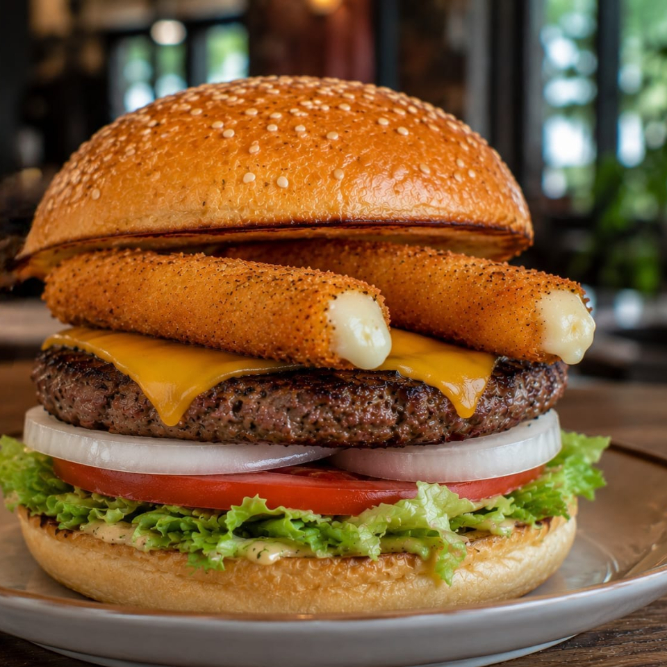 Hamburguesa con Dedos de Queso Mozzarella