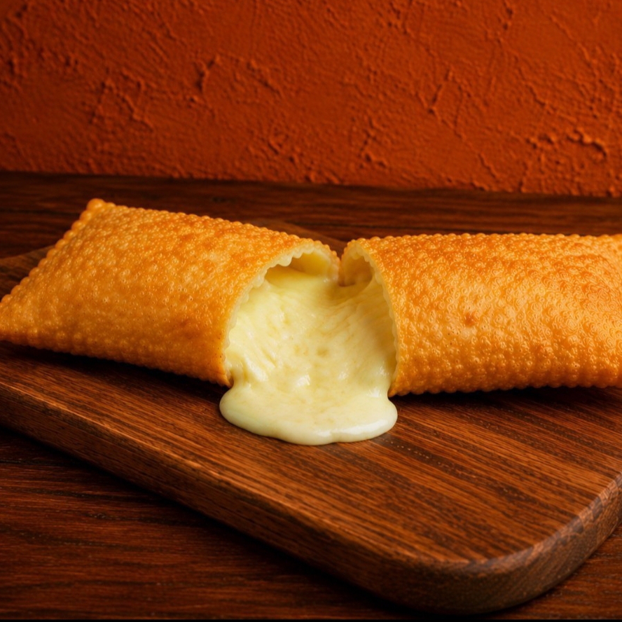 Nosso pastel de queijo é perfeito para os amantes de queijo! Com possibilidade de escolha entre três opções: queijo minas, muçarela ou o queijo prato.