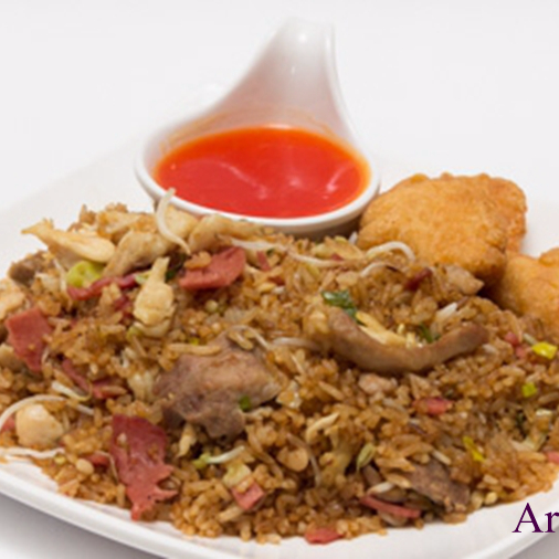 arroz especial y agridulce de pollo