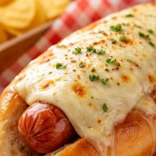 2 Salsichas, molho de tomate, mostarda, maionese caseira, batata palha, purê de batata, muçarela e bacon. Cobertura de queijo.