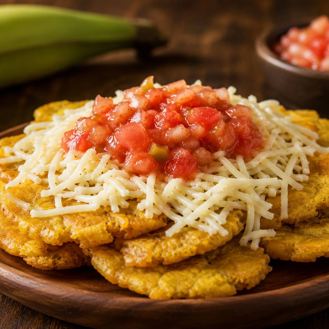 Patacón con queso y hogao