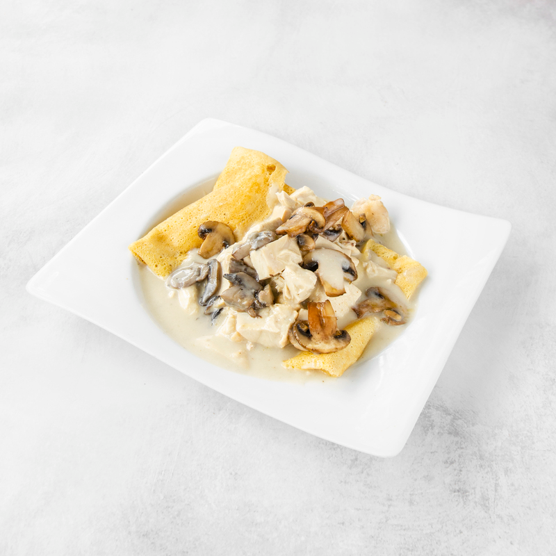 Crepe Pollo, Queso y Salsa de Champiñones (1 Pza)