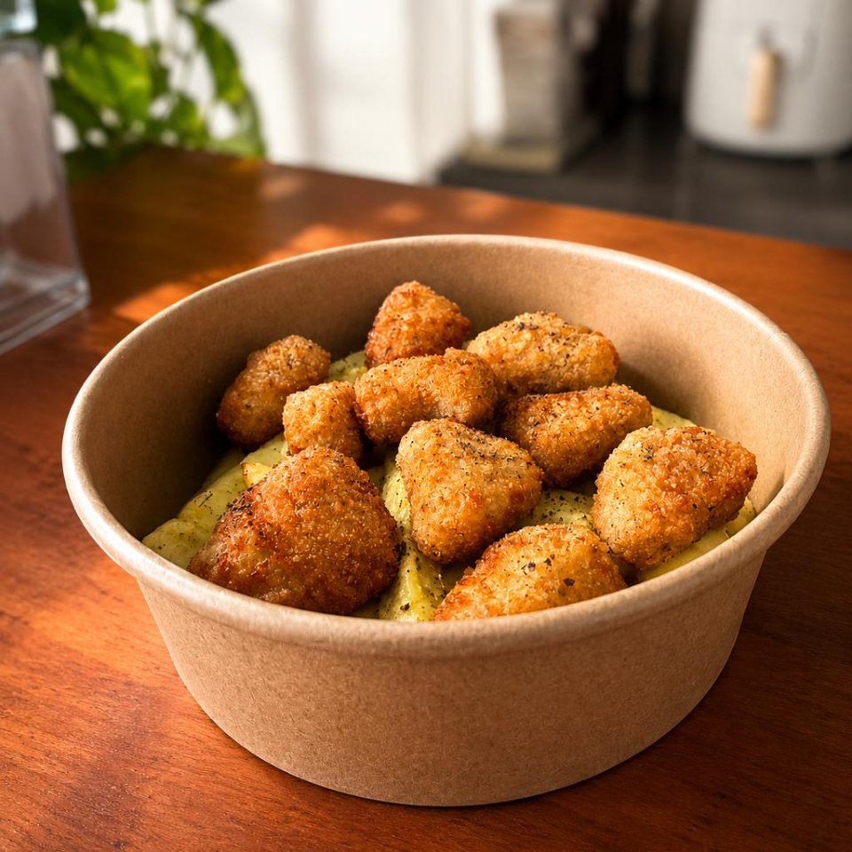 Beyond Popcorn Chicken Con Papas