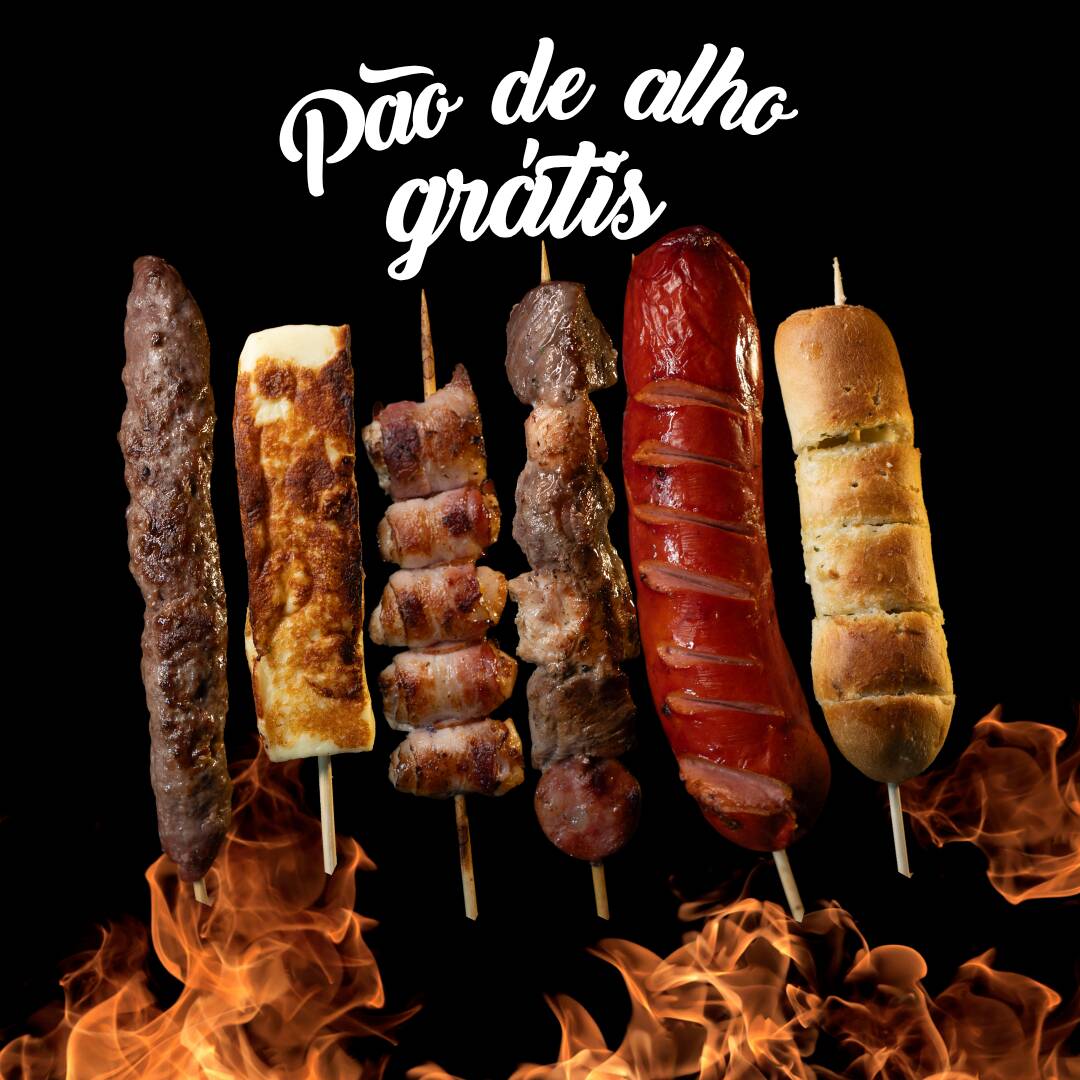 Escolha 5 Espetos de Cria e ganhe o pão de alho por nossa conta !  O Combo SERVE 2/3 pessoas,  Sugestão: Sempre monte o o seu combo mesclando com proteínas e carboidratos.   Todos os combos acompanham molho barbecue