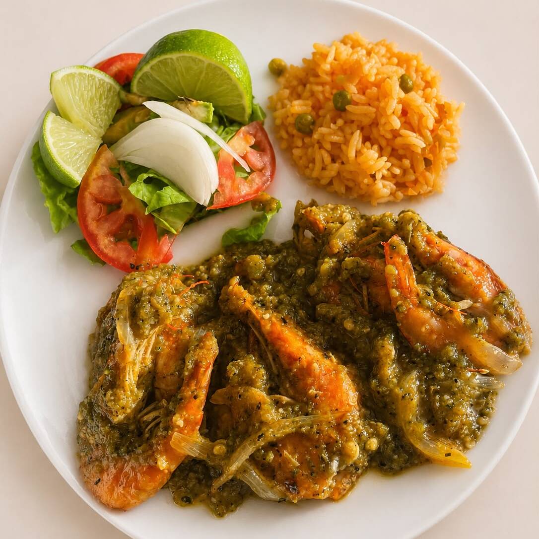 Camarones Picosos en Salsa Verde