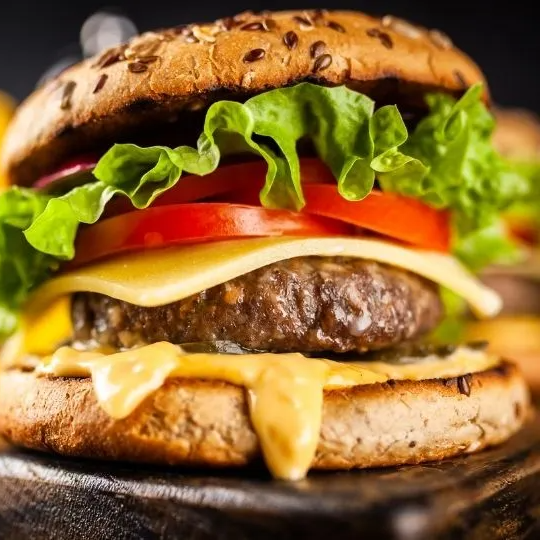 Pão de Hambúrguer, Bacon, Ovo, Milho, Presunto, Frango, Mussarela, Batata Palha, Alface, Tomate, Hambúrguer