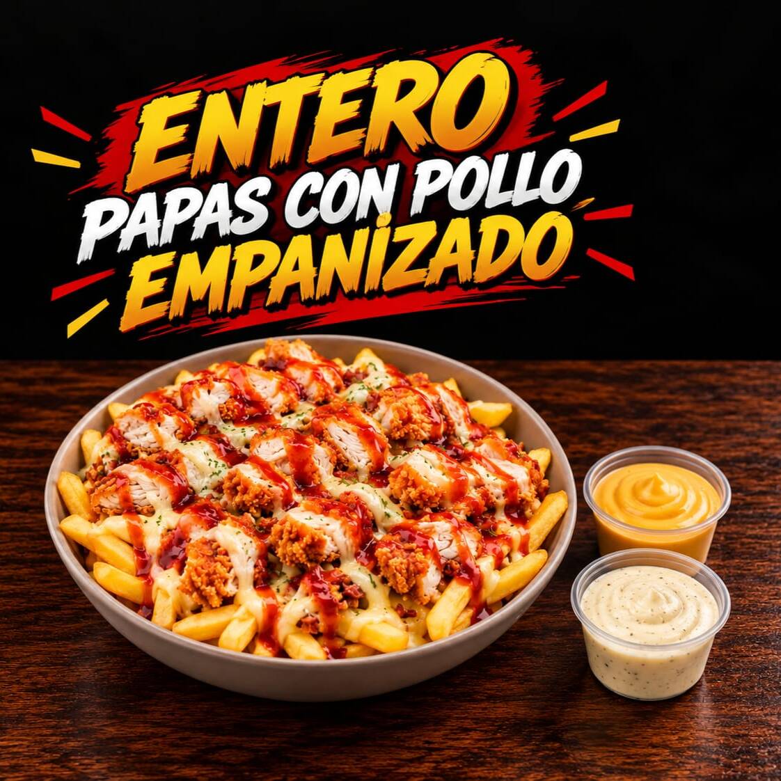 Entero con Pollo Empanizado y Papas Fritas