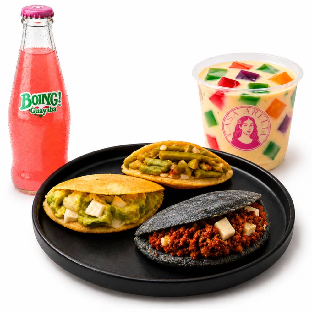 Combo 3 Gorditas Maíz Quebrado y Guiso + Bebida