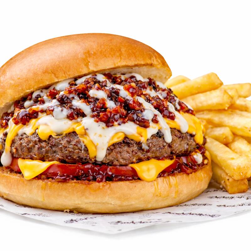 Hawaian Burger + Papas Grandes