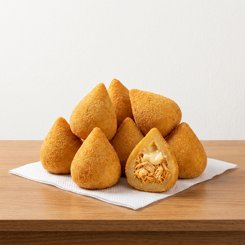 Coxinha saborosa de frango desfiado com Catupiry cremoso unidade