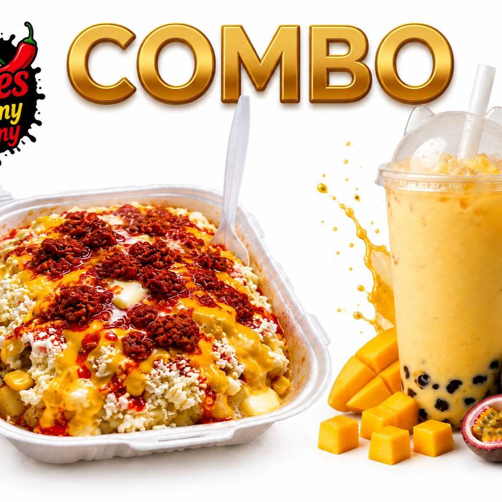 Papa Elote + 2 Bobas de Mango Maracuya