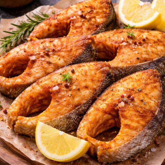 Postas de Corvina frita com tempero especiais.