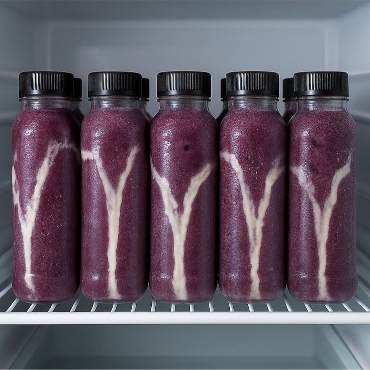 Açaí servido em garrafa açaí puro