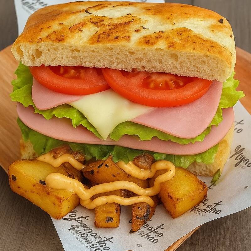 Panini en pan focaccia con papas