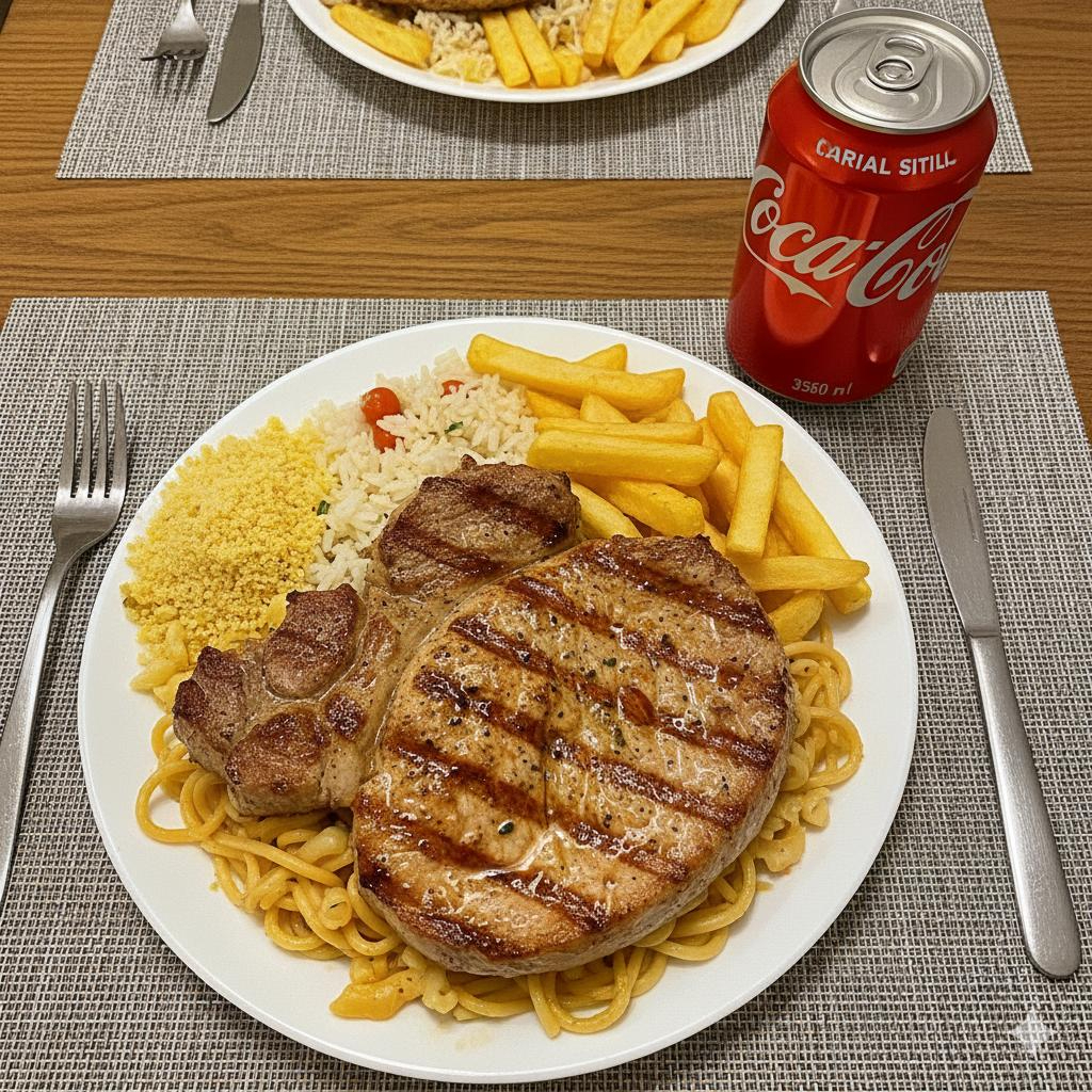 O carré acebolado é um prato sofisticado e saboroso que combina um suculento corte suíno  grelhado com um ovo frito por cima. Preparado com ingredientes frescos e selecionados. Com uma apresentação cuidadosa, o prato é uma opção requintada para os amantes da gastronomia, proporcionando uma experiência culinária única e memorável.