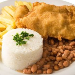 Delicioso Bife De Patinho, Acompanhado De Feijão Do Dia, Arroz, Farofa, Batata Frita NÃO ACOMPANHA SALADA