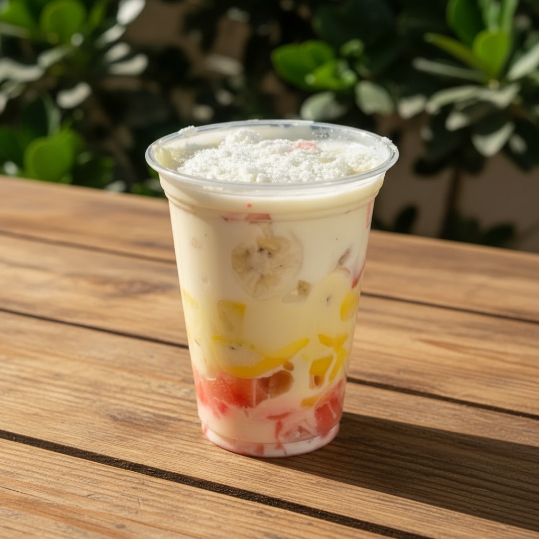Morango, Uva e Banana Com Creme De Leite Ninho e leite em pó
