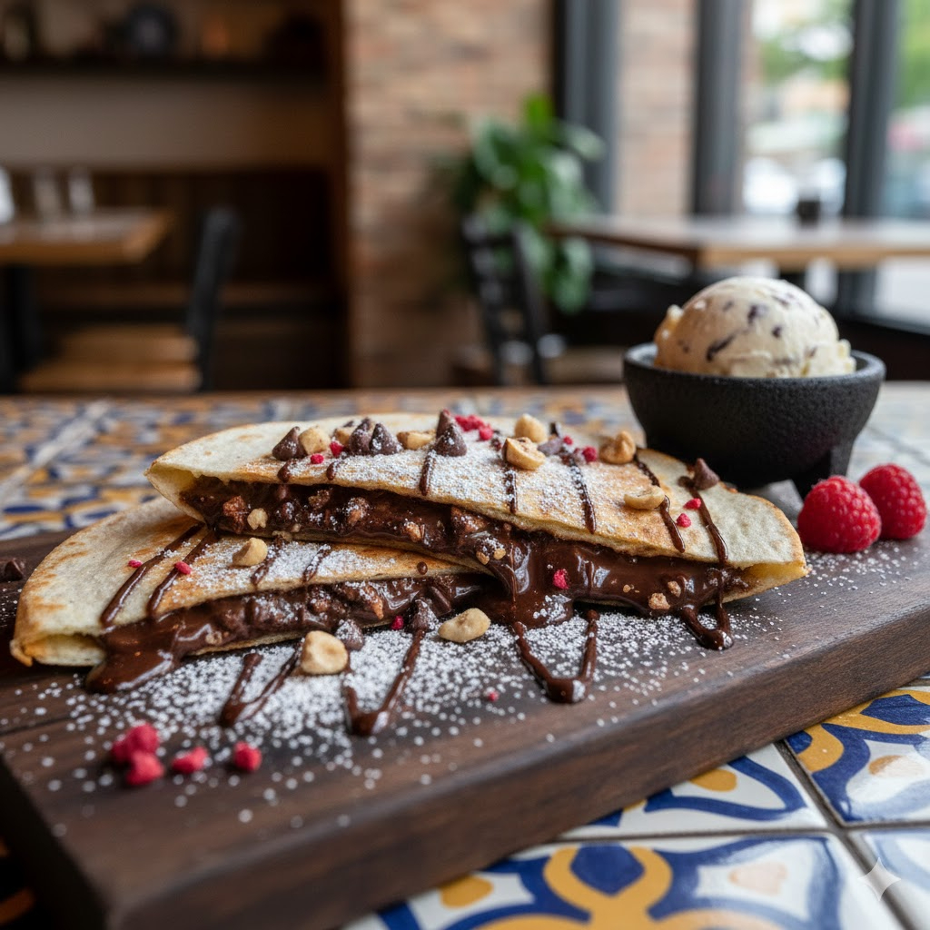 Tortilha macia e chocolate