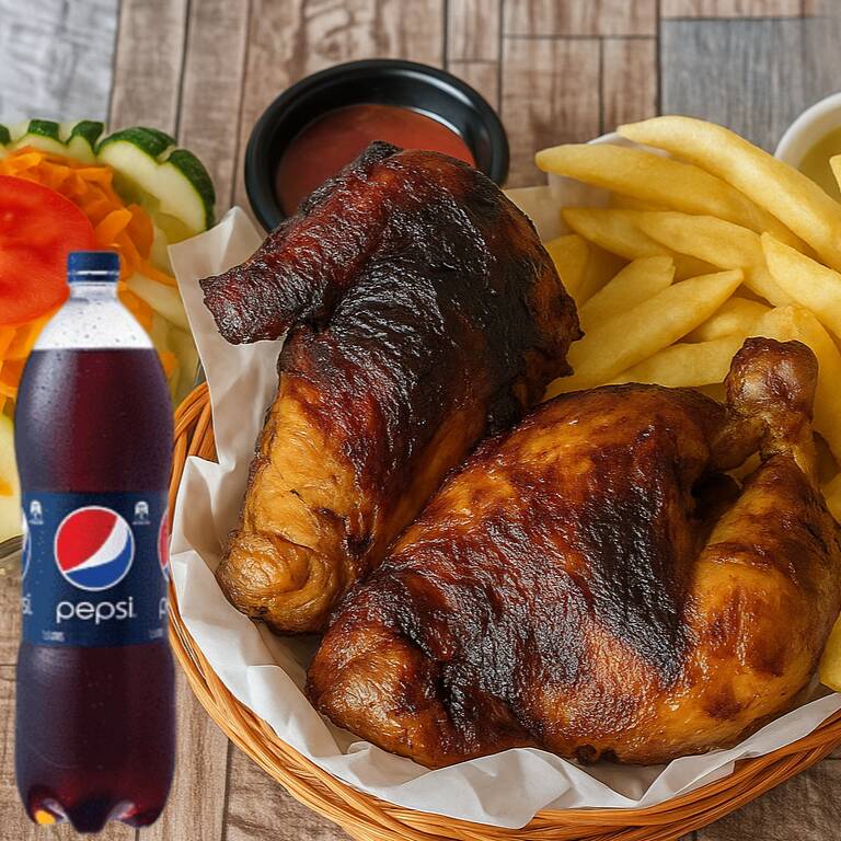 1/2 Pollo a la brasa + Gaseosa 800ml.