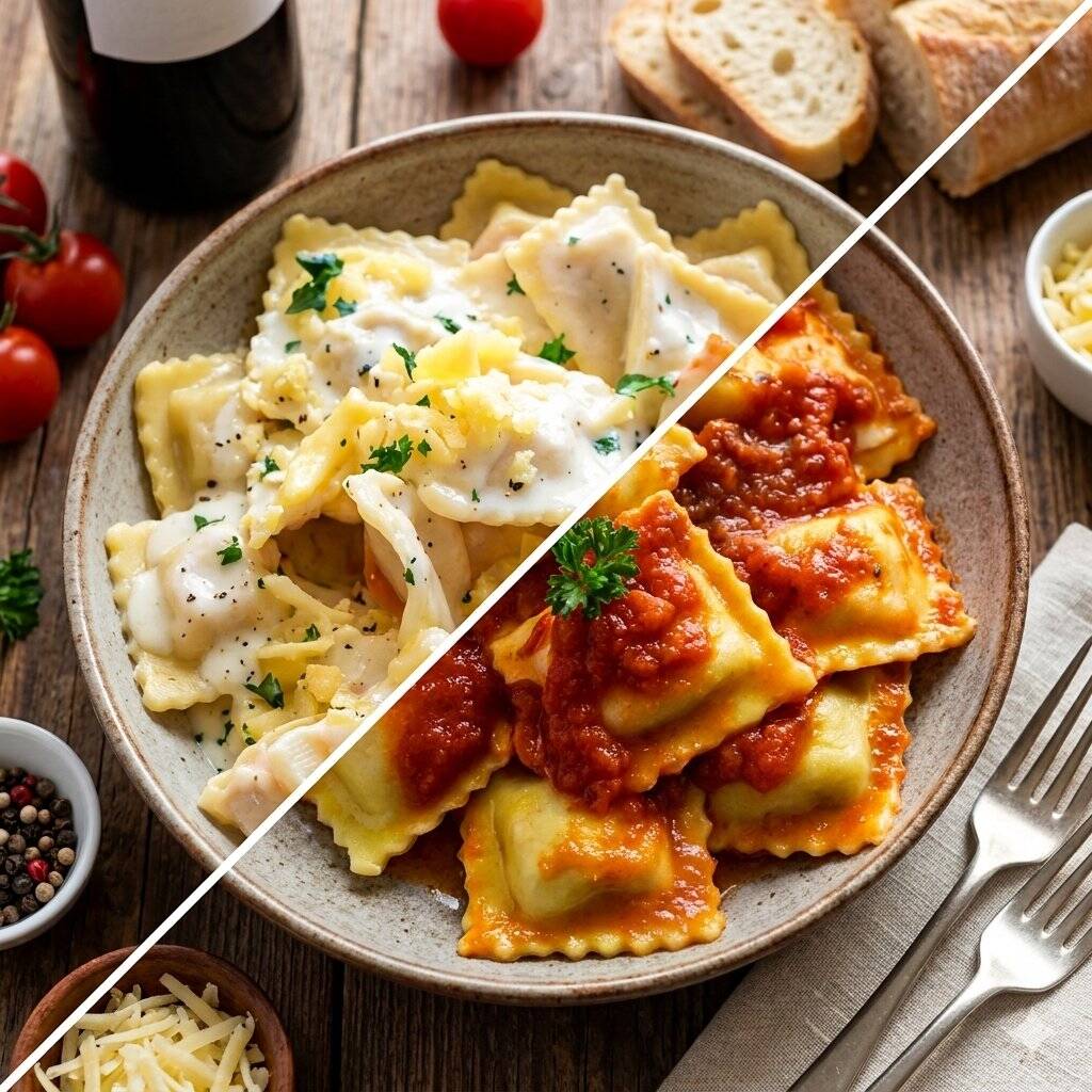 Porção de 650g para servir até 2 pessoas. Massa artesanal delicada, recheada com ricota e tomate seco, coberta com nosso irresistível molho à bolonhesa (feito com tomates frescos e carne selecionada) ou com o delicioso molho de 4 queijos, composto por Catupiry, gorgonzola, parmesão e provolone.