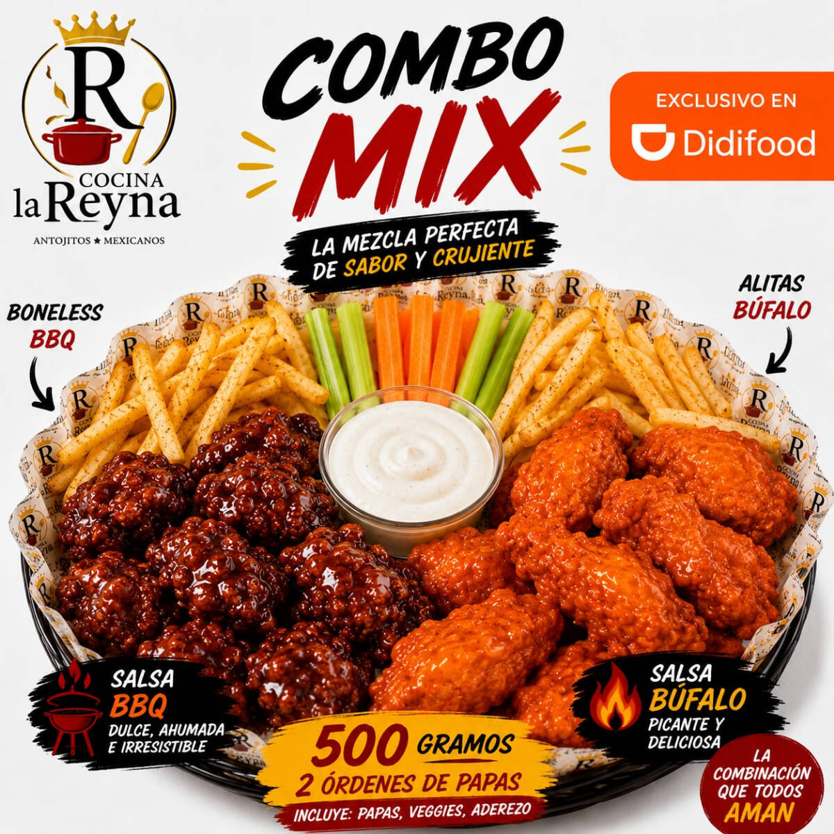COMBO MIX 500g Boneless Bbq y Alitas Búfalo #1