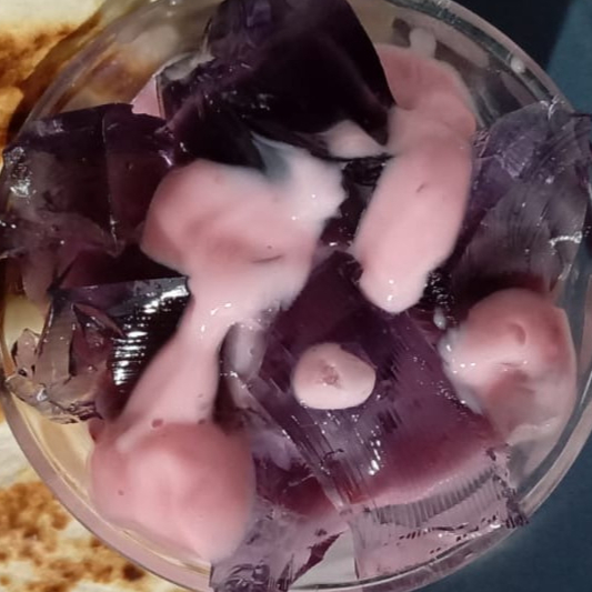 Vasito de gelatina con yogurt