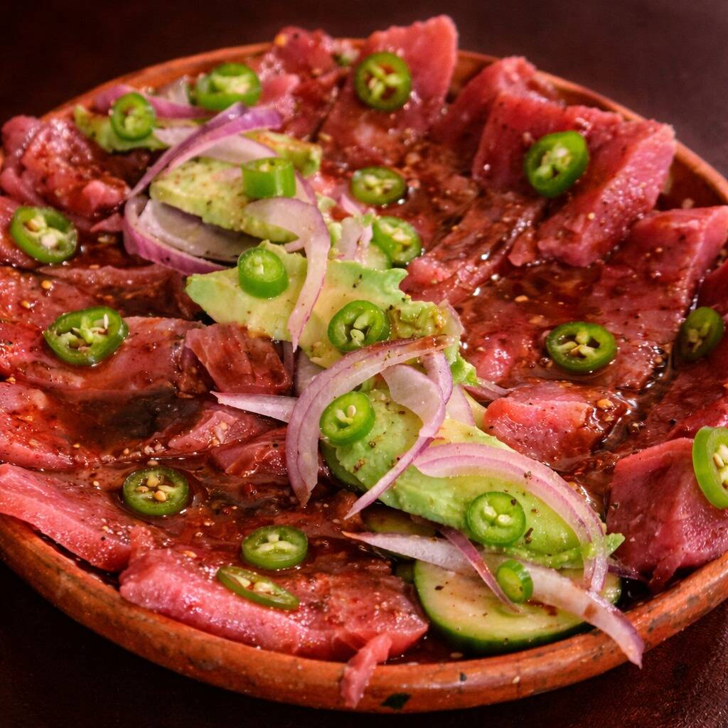 SASHIMI DE ATÚN EN SALSA ESPECIAL