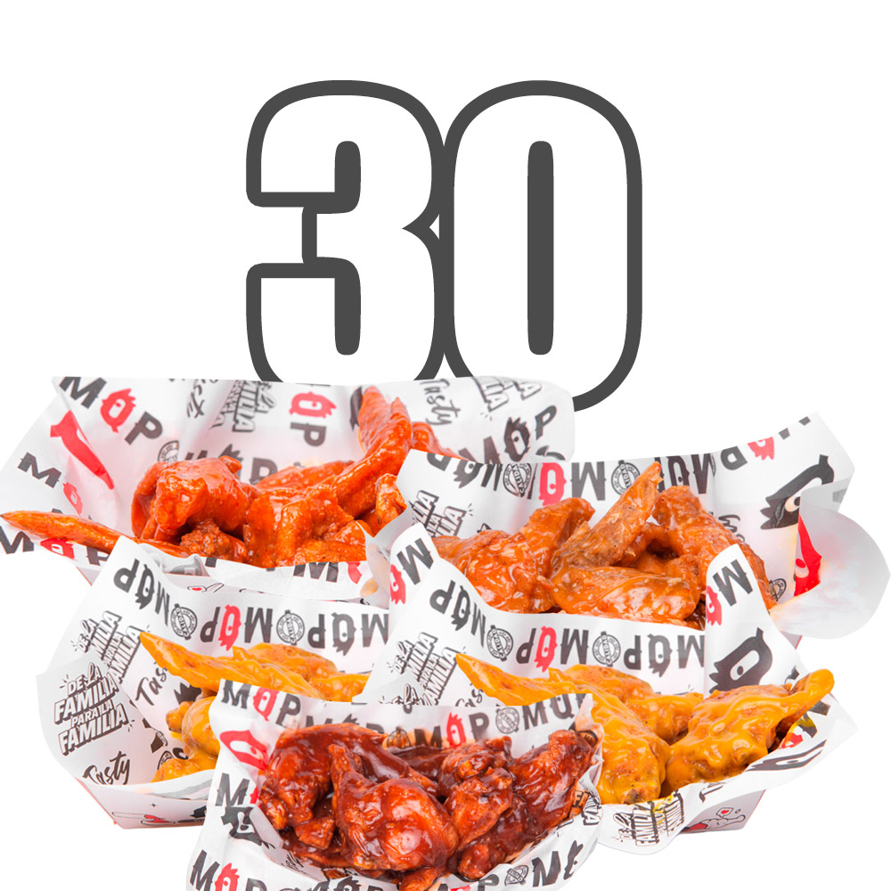 30 Alitas BBQ-BUFALO-MOSTAZA MIEL