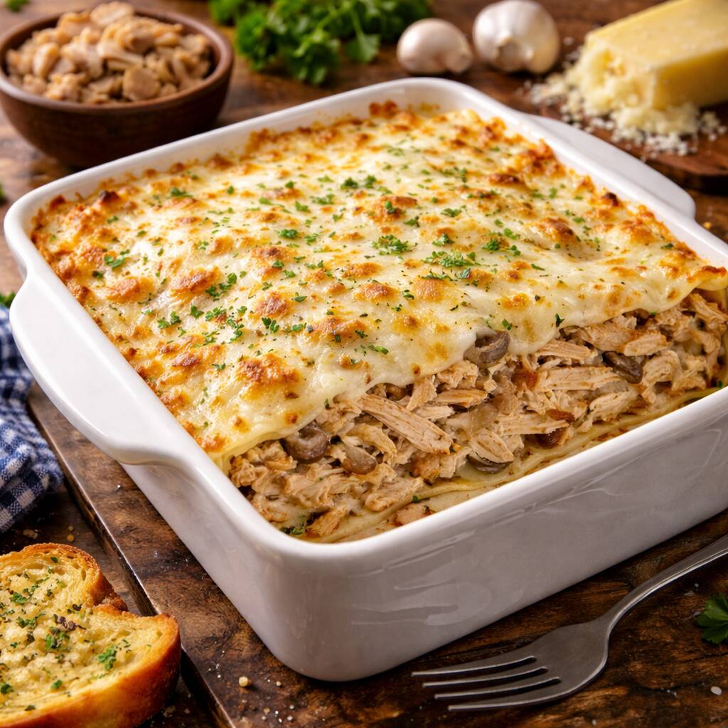Lasaña de Pollo con Champiñón