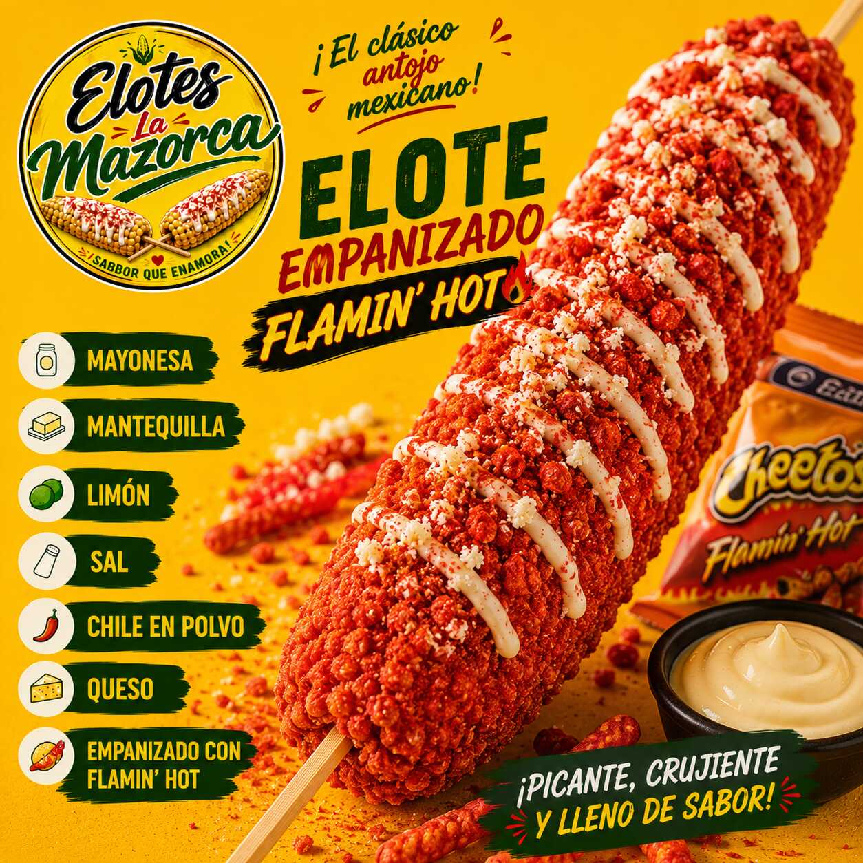Elote blanco empanizado en palo