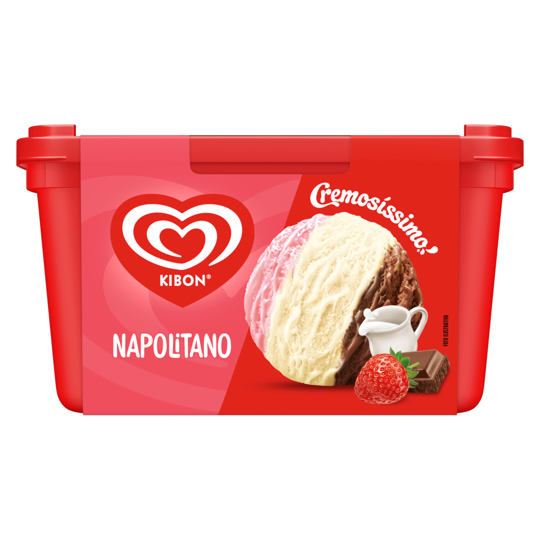 Cremoso e clássico sorvete tri-sabor Napolitano. O sorvete mais amado/vendido do Brasil. Morango, chocolate ou baunilha? Na dúvida, fique com os 3.