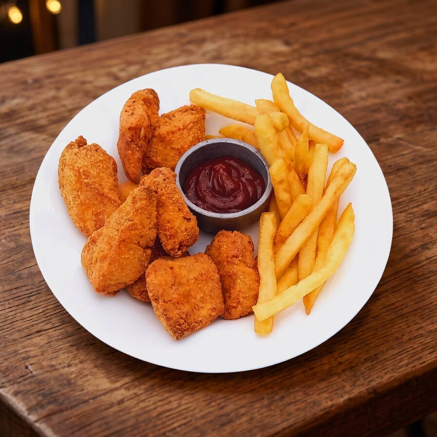 Nuggets Con Papas Fritas