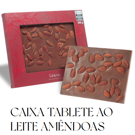 Tablete de chocolate ao leite com amêndoas 200g
