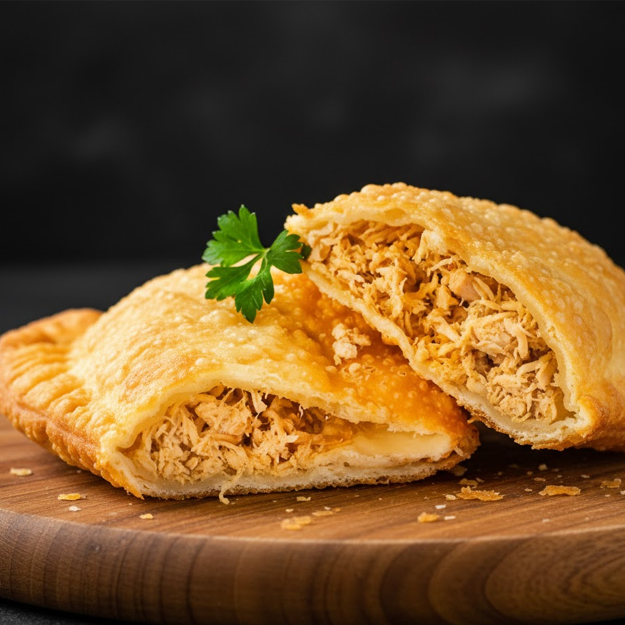 Nosso delicioso frango com ovo cozido, tomate picado, azeitona picada e queijo Catupiry.
São 25x10cm de massa crocante, sequinha, recheada de ponta a ponta, preparado e frito na hora.
*imagem ilustrativa