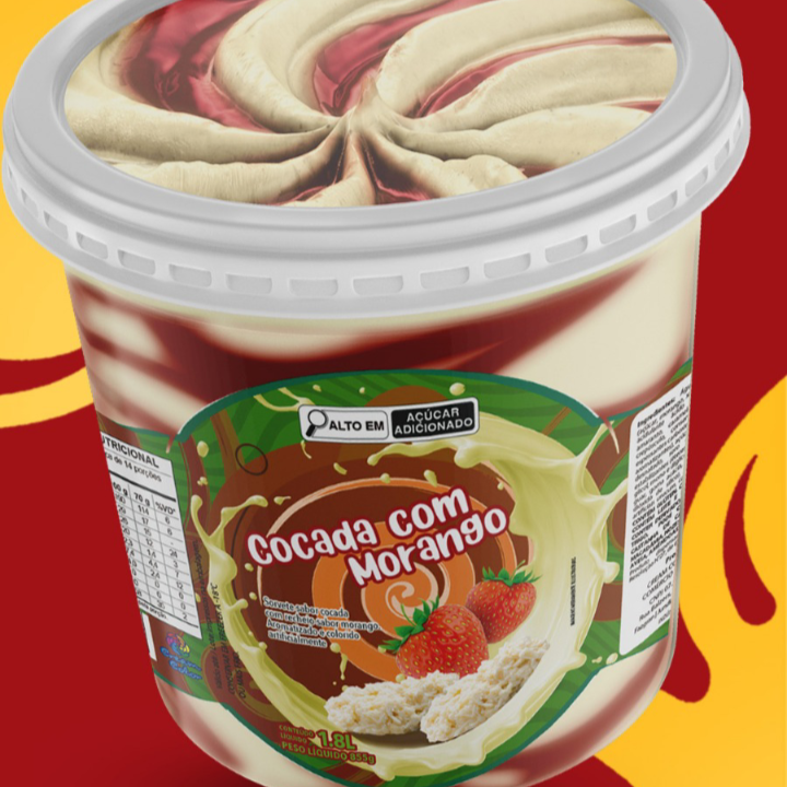 cocada e morango