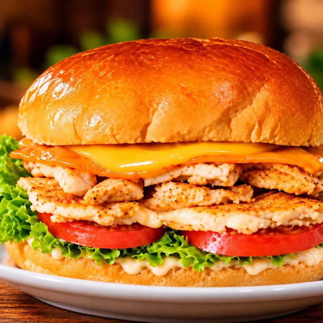 Frango bem temperado, bacon crocante e ovo frito na hora, combinados com presunto e queijo derretido. Escolha entre a cremosidade do Catupiry Original ou o sabor marcante do cheddar. Completo com batata palha crocante, milho, alface, tomate, ketchup e maionese. Um lanche especial, farto e cheio de sabor!
Foto Ilustrativa