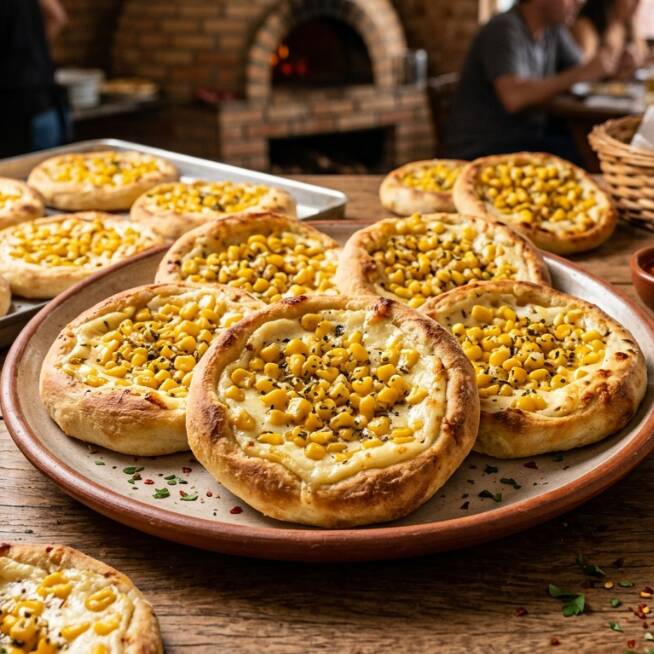 Milho , mussarela e catupiry.