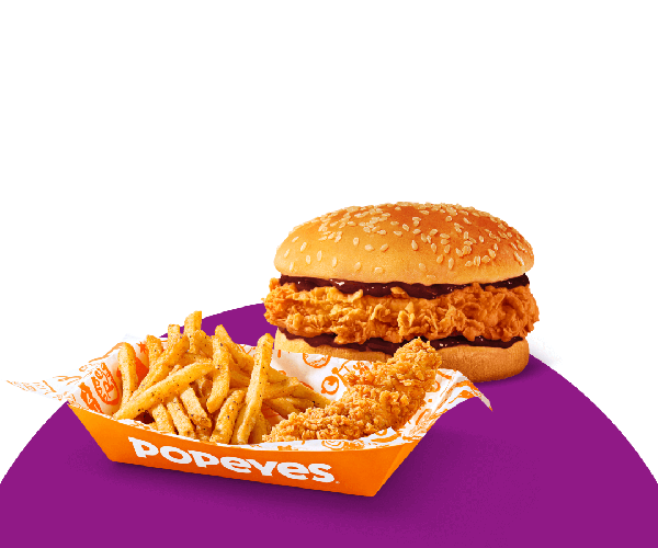 1 Sanduíche da nossa linha Pop a sua escolha. Acompanha 1 Tira de Filé e 1 Fritas Cajun.
