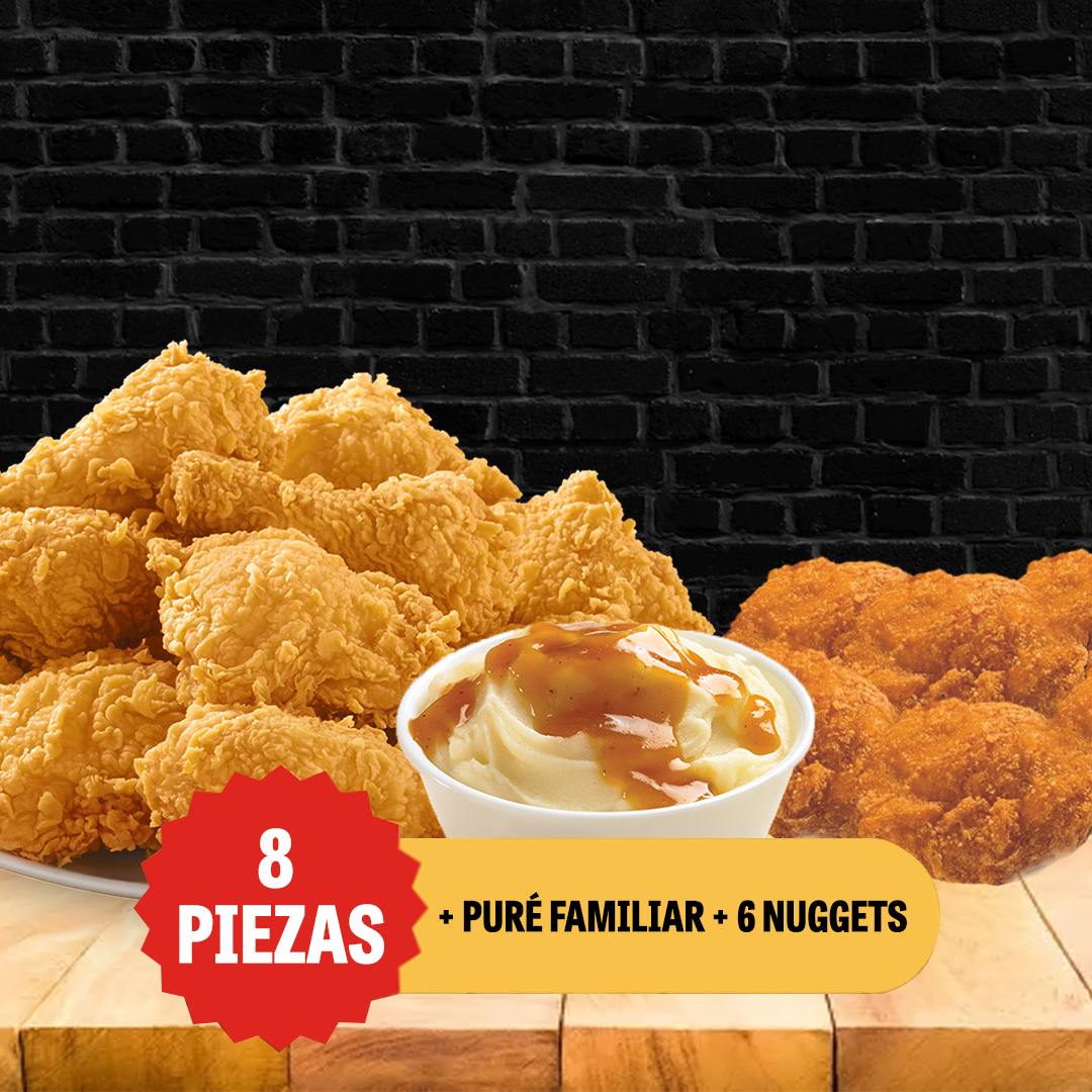 8 PIEZAS + 1 PURÉ FAMILIAR + 6 NUGGETS