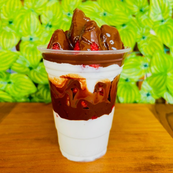 Fresas con Crema y Chocolate Turín. Vaso Grande