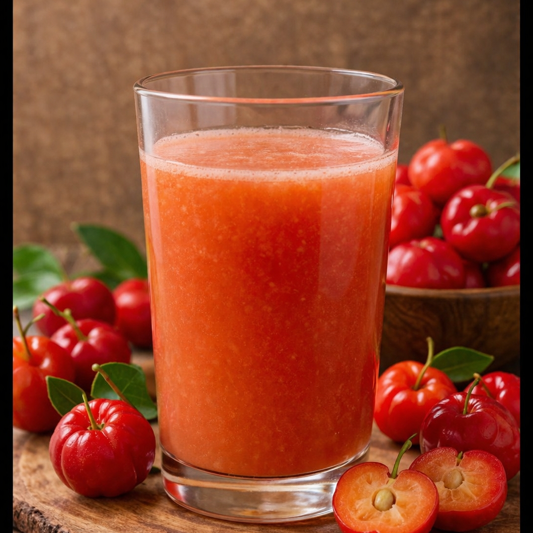 Nosso suco de acerola é feito com frutas natural levemente ácido e super gelado. Rico em vitamina C, perfeito para refrescar e dar energia.